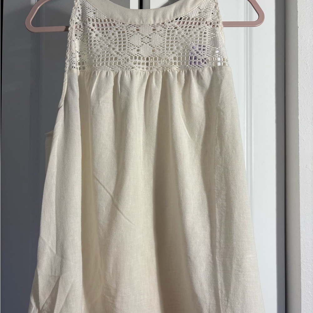 Adrianna Papell Ivory Crochet Sleeveless Top